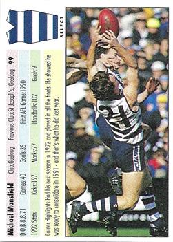 1993 Select AFL #99 Michael Mansfield Back